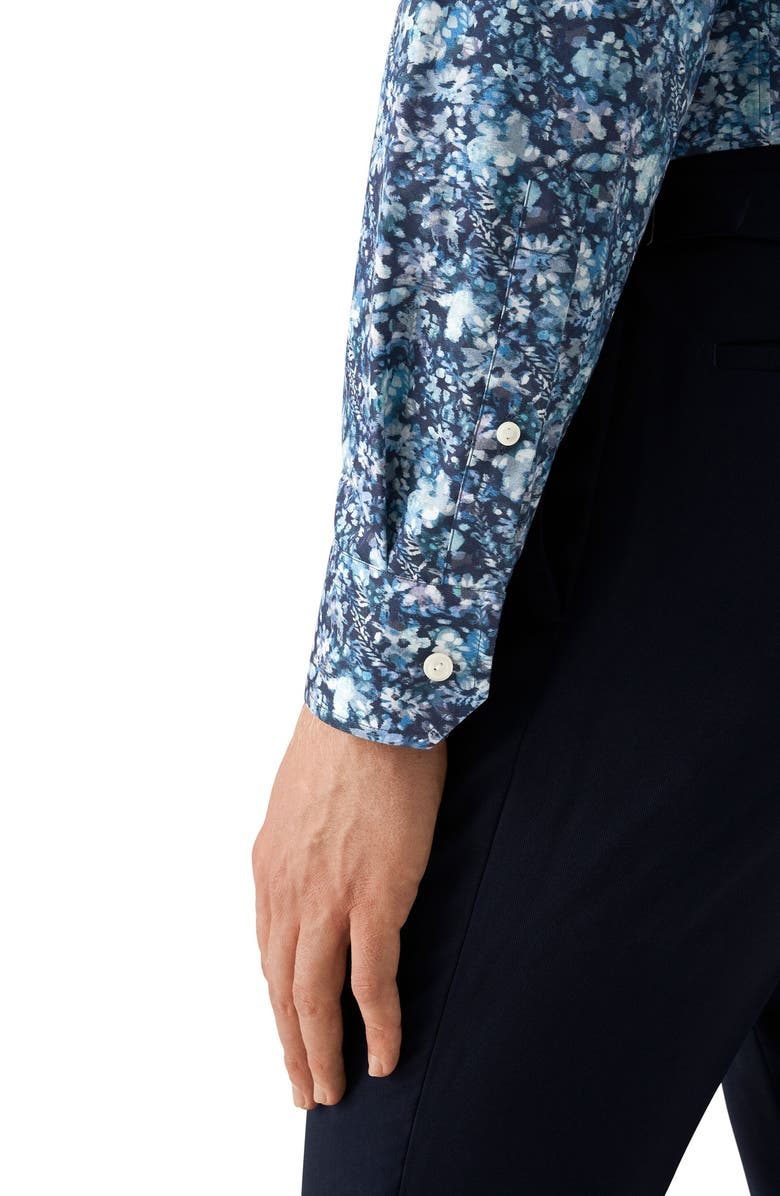 Eton Slim Fit Floral Cotton Dress Shirt, Alternate, color, Navy