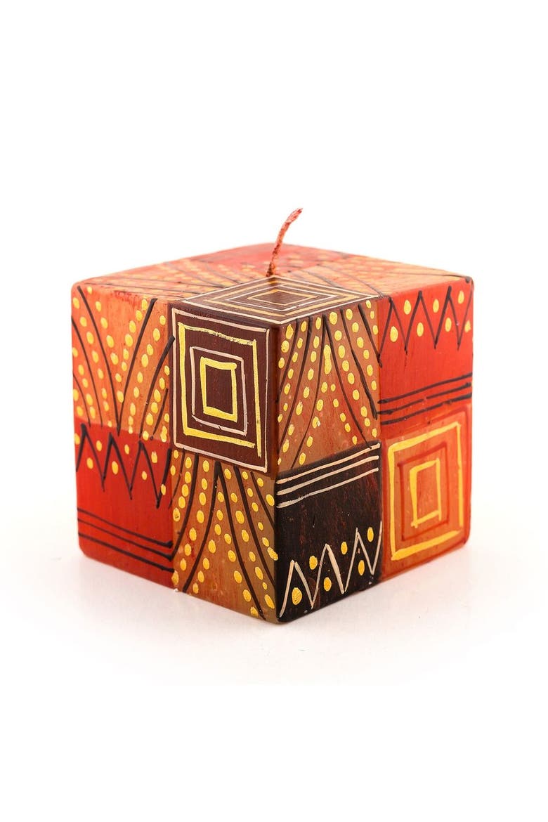 Safari Gold Painted Cube Candle, Main, color, Safari Gold - 3x3x3"