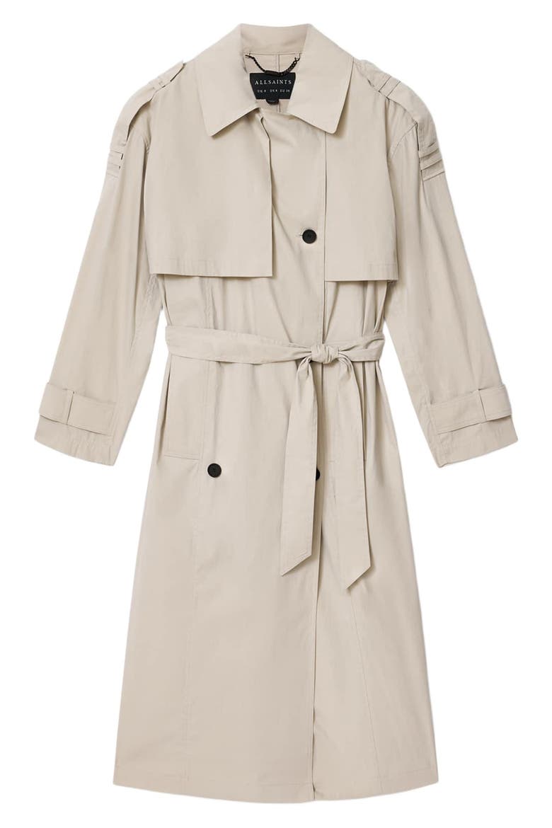 Linnie Lib Cotton & Nylon Trench Coat, Alternate, color, CLAY GREY