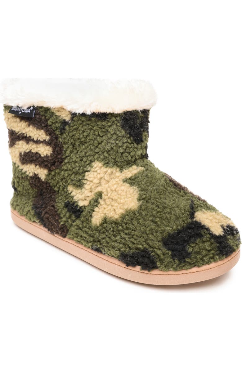 Minnetonka Betty Bootie, Main, color, Green Camo Print
