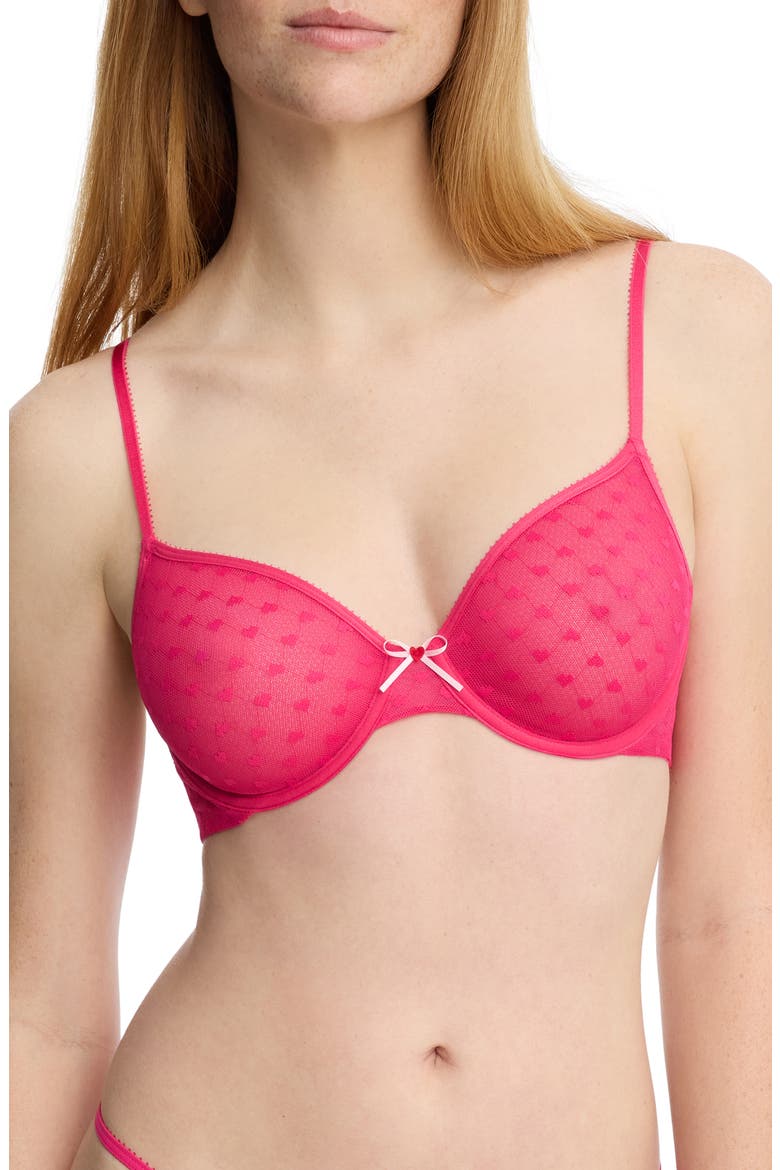 Heart Breaker Lace Underwire Bra, Main, color, NEON FUCHSIA