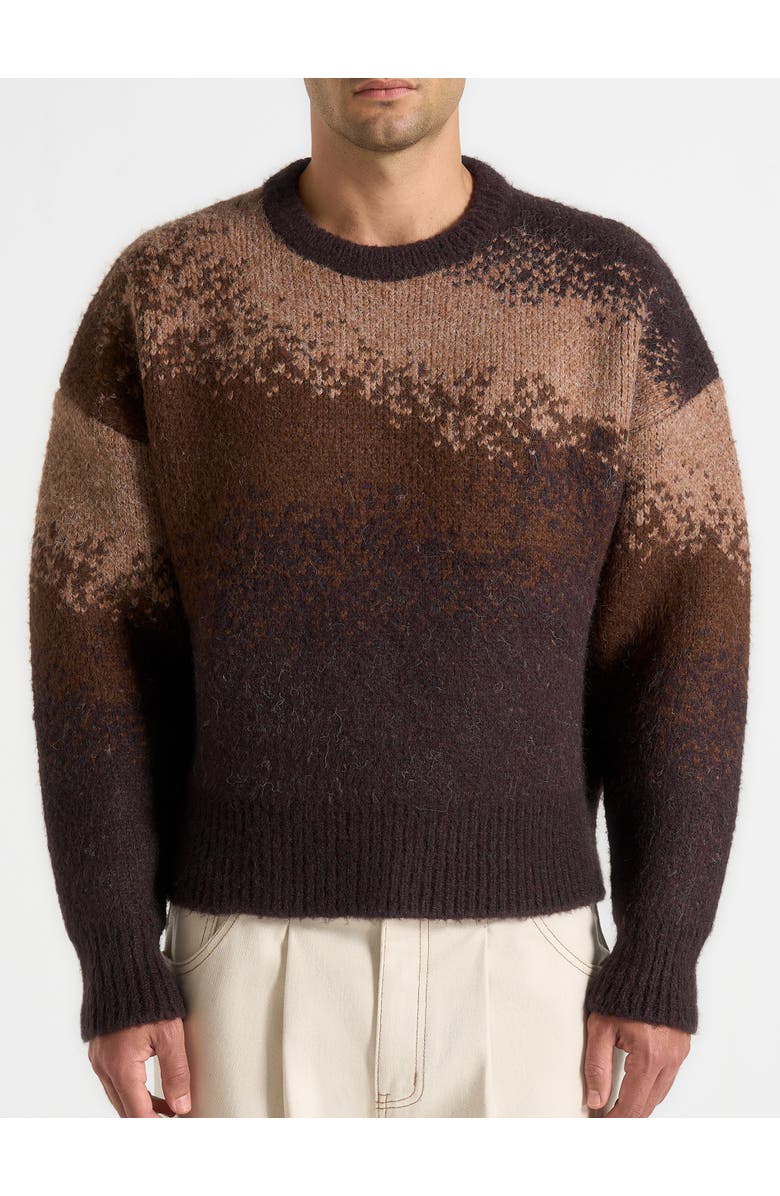 Manière De Voir Yani Ombre Wool Crewneck Sweater, Alternate, color, Brown