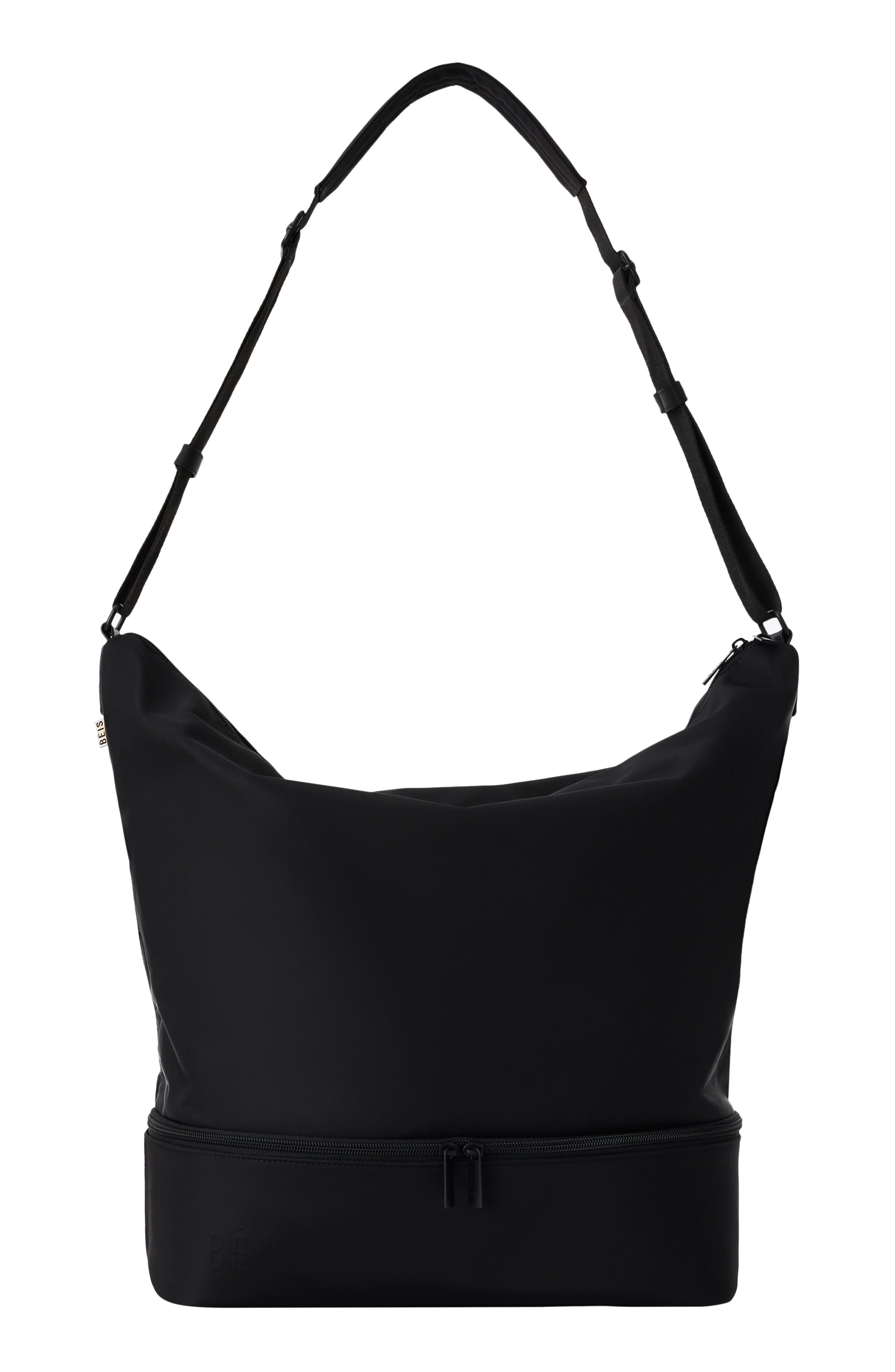 Béis Nylon Shoulder Tote, Main, color, Black
