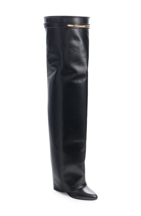 Shark Pinch Leather Over the Knee Boot