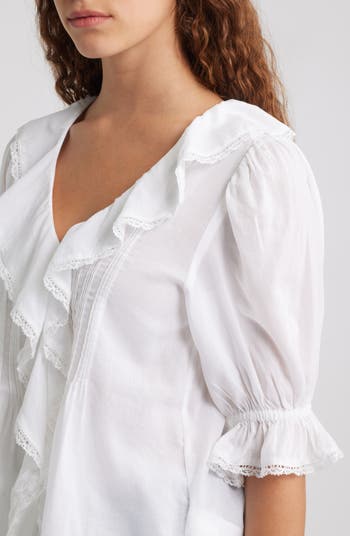 Cotton Blend Ruffle Top