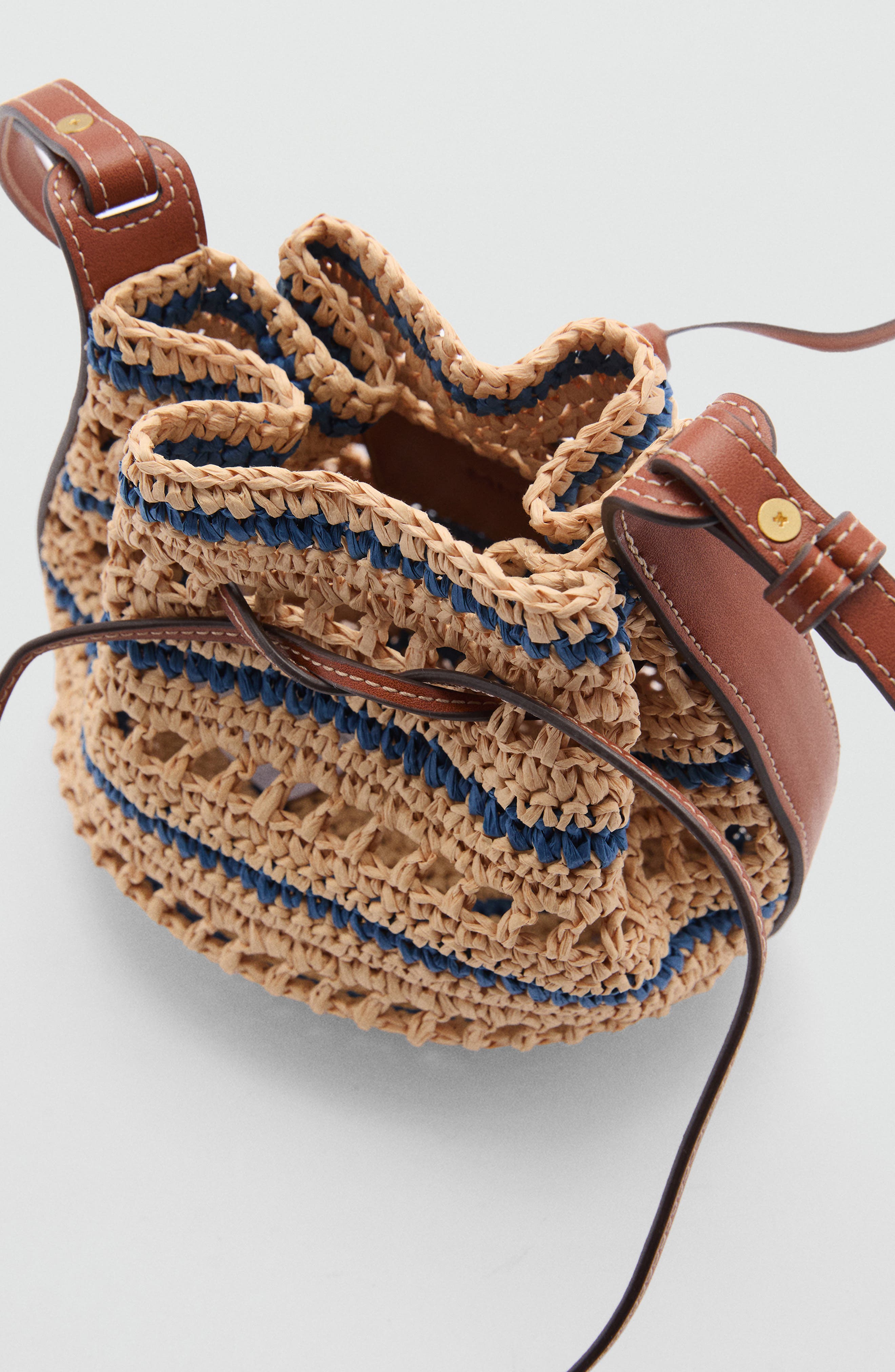 MANGO Straw Shoulder Bag, Alternate, color, 