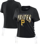 WEAR by Erin Andrews Women's WEAR by Erin Andrews Black Pittsburgh Pirates Side Lace-Up Cropped T-Shirt