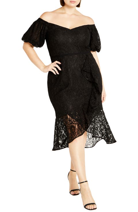 Lily Off the Shoulder Lace Dress (Plus)