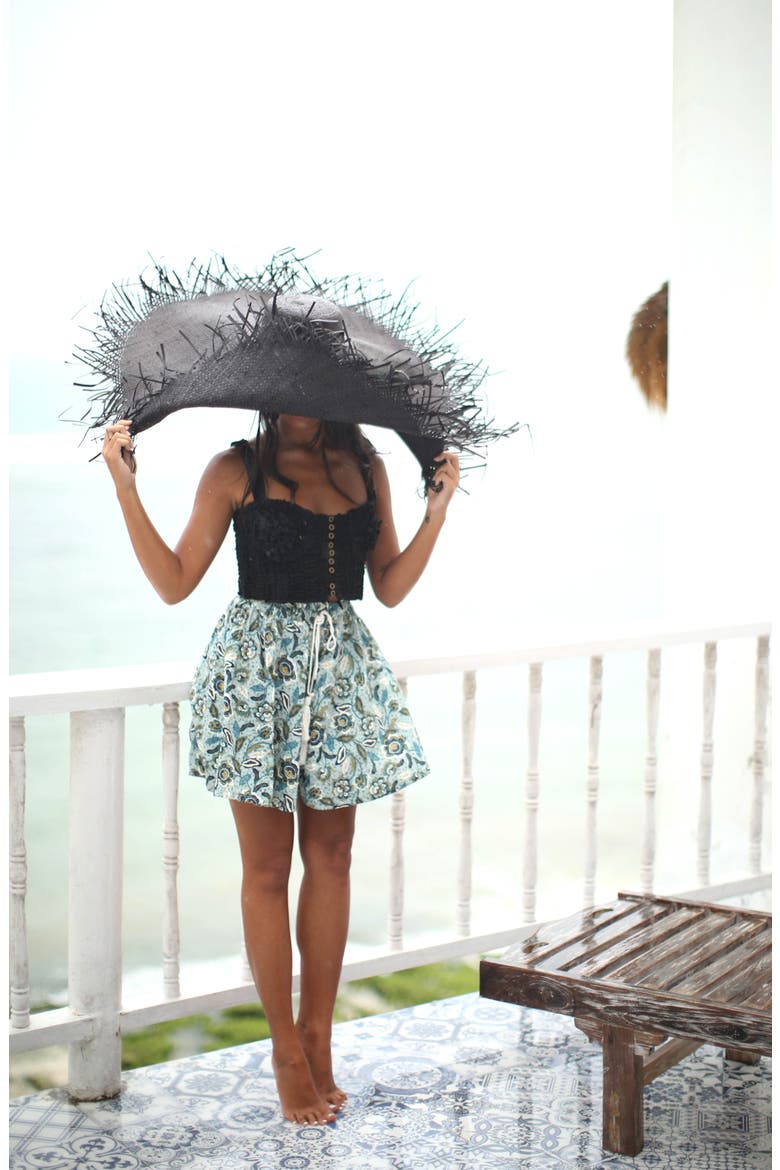 Sekar Floral Skort | High-Waisted Cotton Skirt Shorts, Alternate, color, Blue
