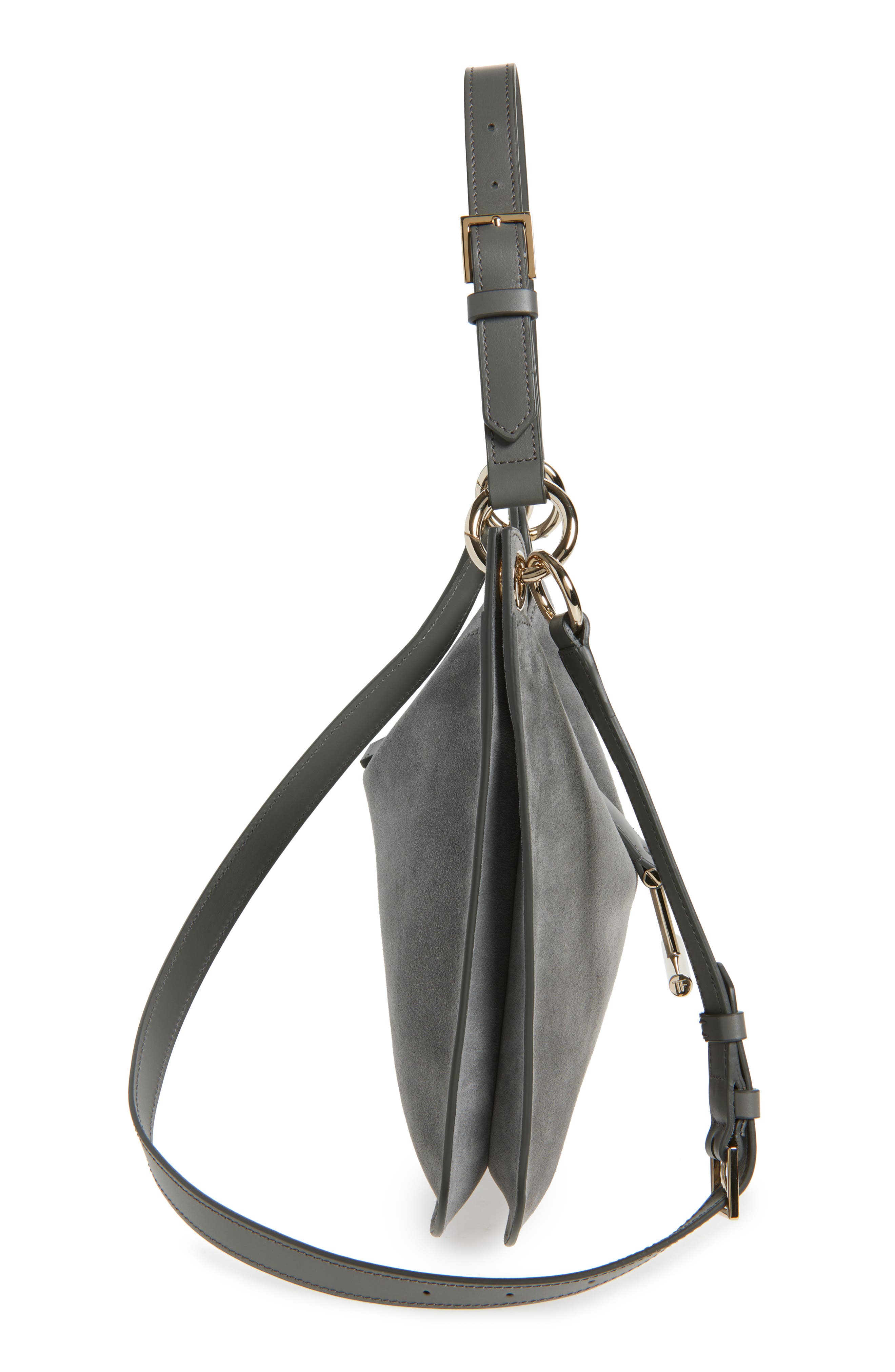 TOM FORD Small Tara Suede Top Handle Bag, Alternate, color, Grey