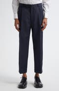 Maison Margiela Pleated Crop Barathea Straight Leg Pants