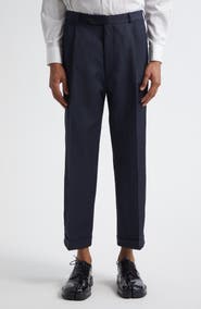 Maison Margiela Pleated Crop Barathea Straight Leg Pants