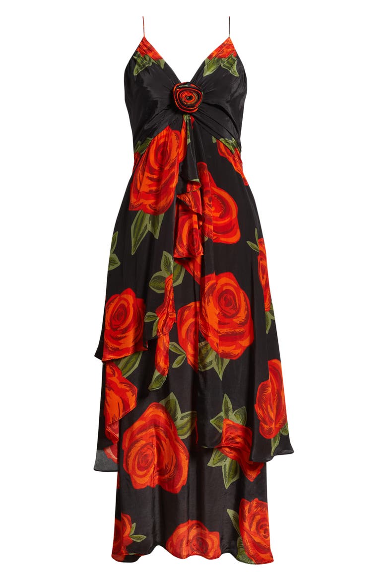 Latin Roses Floral Dress, Alternate, color, LATIN ROSES BLACK