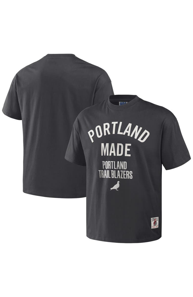 STAPLE Men's NBA x Staple Anthracite Portland Trail Blazers Heavyweight Oversized T-Shirt, Alternate, color, 