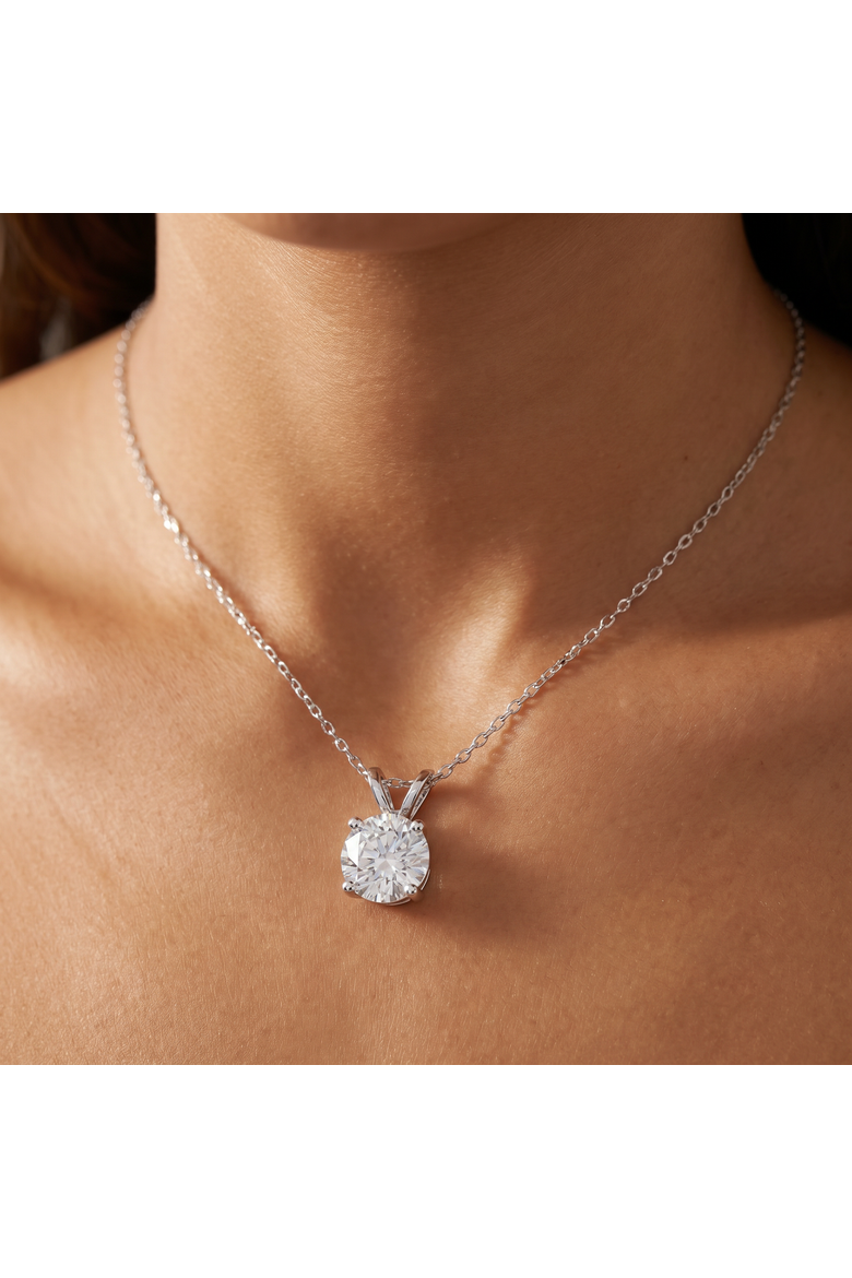 Certified 2 1/4ct Lab Grown Diamond Solitaire Pendant Gold Necklace, Alternate, color, 14k White Gold