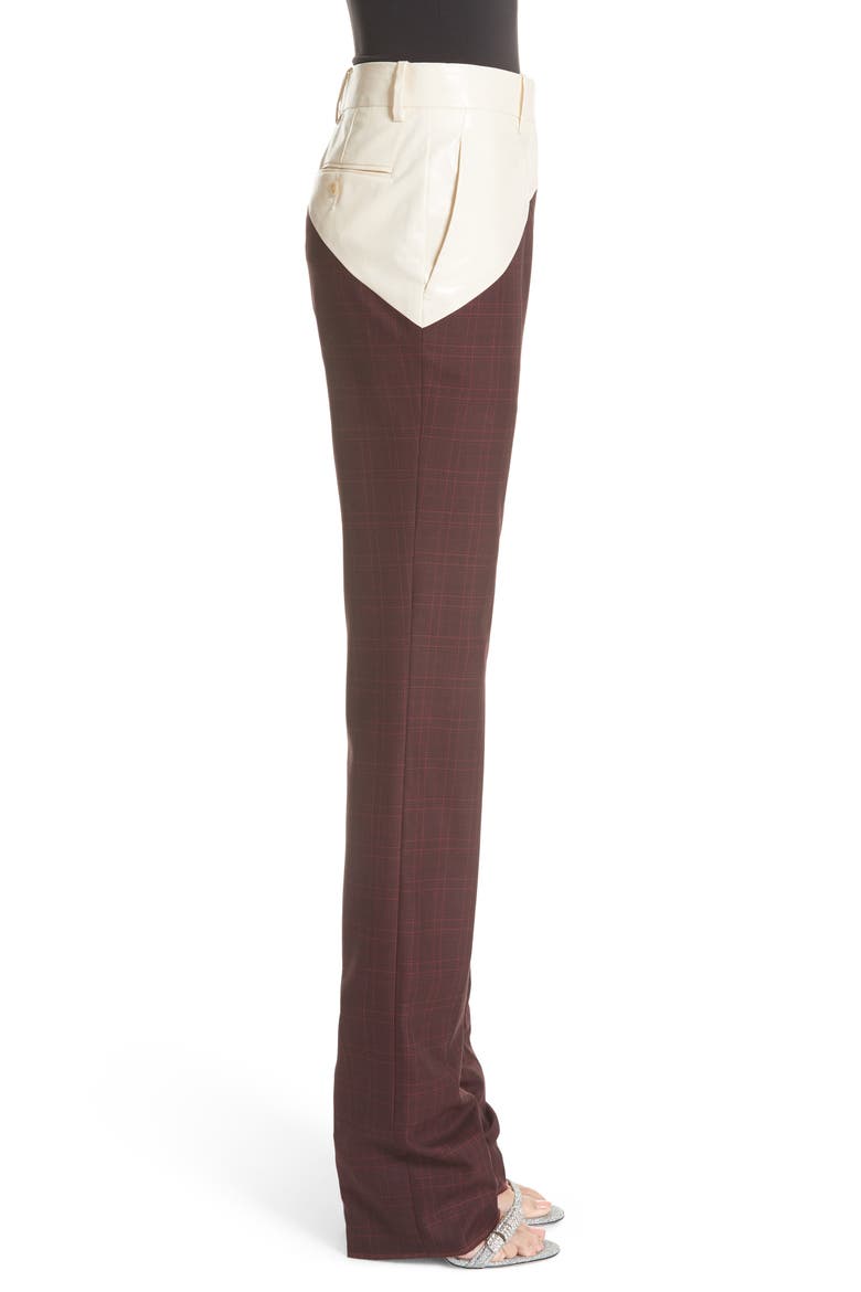 205W39NYC Coated Panel Wool & Silk Pants, Alternate, color, BURGUNDY BLACK RED CREAM