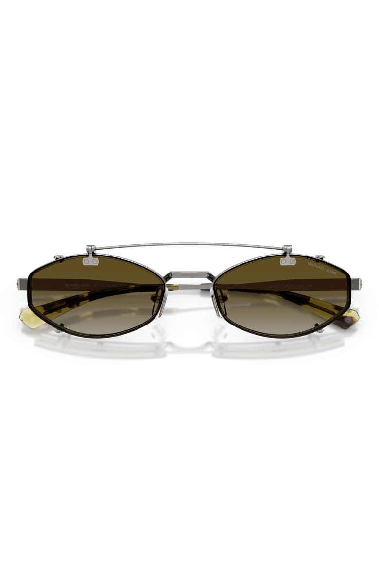 Michael Kors Palo Alto 56mm Oval Sunglasses, Alternate, color, Shiny Gunmetal / Olive