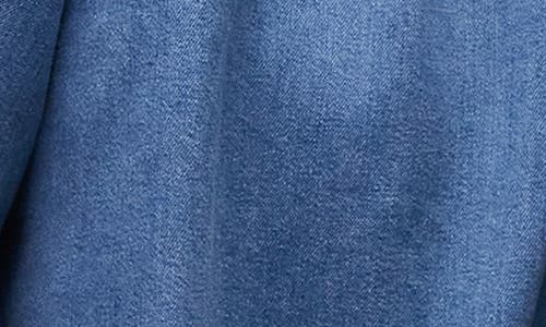 Shop Topshop Puff Sleeve Denim Shirt
