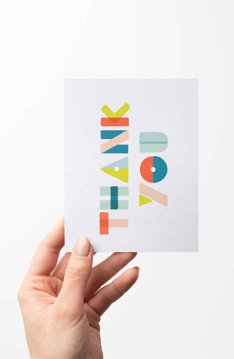 Joy Paper Co. Thank You Shapes Boxed Set of 8 Cards, Alternate, color, Thank You Shapes