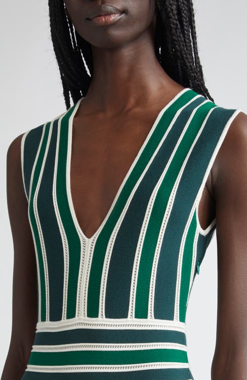 Max Mara Tallone Stripe Sleeveless Maxi Sweater Dress In Green