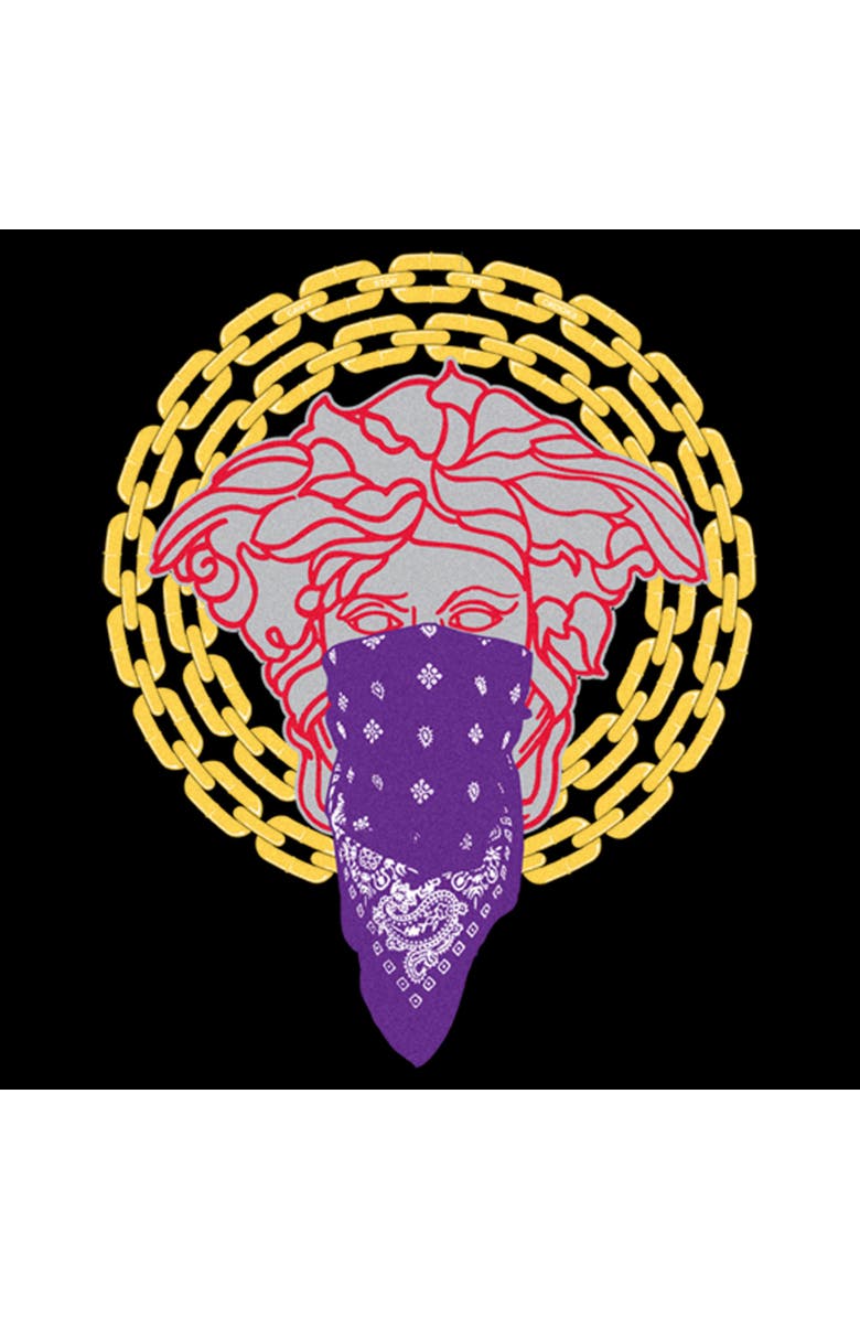 Crooks & Castles Men's Crooks & Castles Medusa Gold Chains  Graphic T-Shirt, Alternate, color, Black