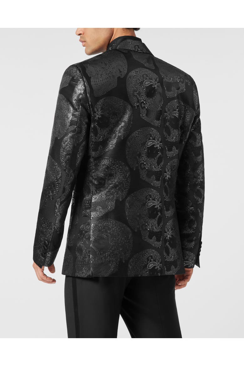 Jacquard Lord Fit Blazer All Over Skull Men, Alternate, color, black