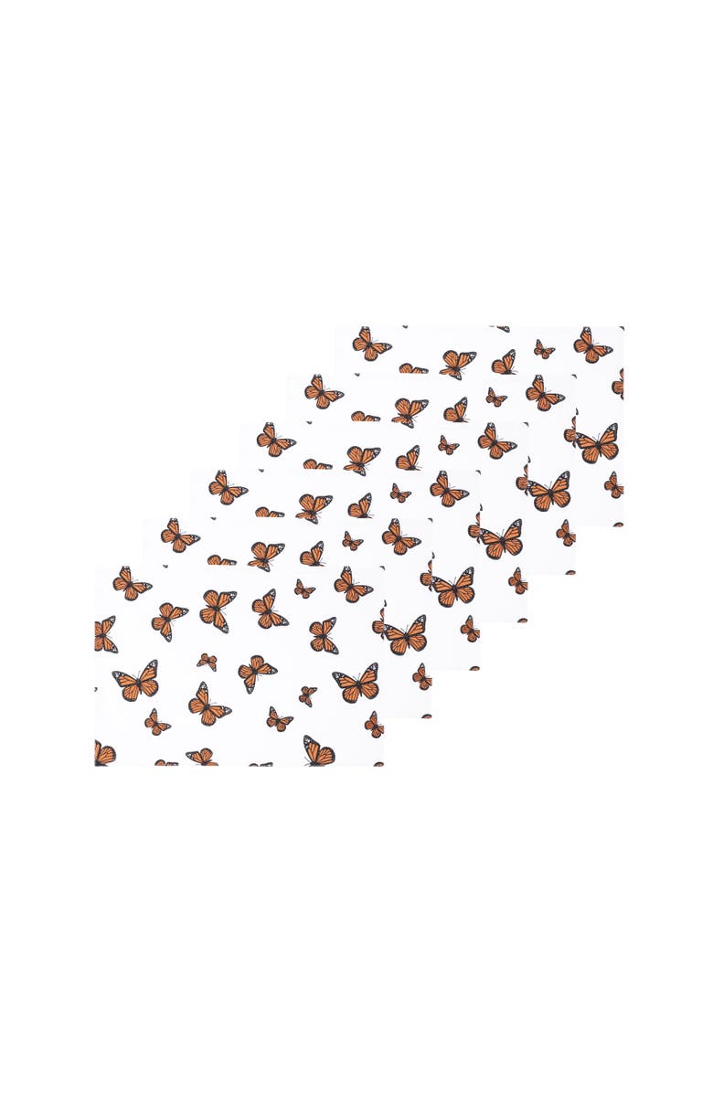 C&F Home Monarch Butterfly Placemat, Set of 6, 14" x 20", Alternate, color, Orange