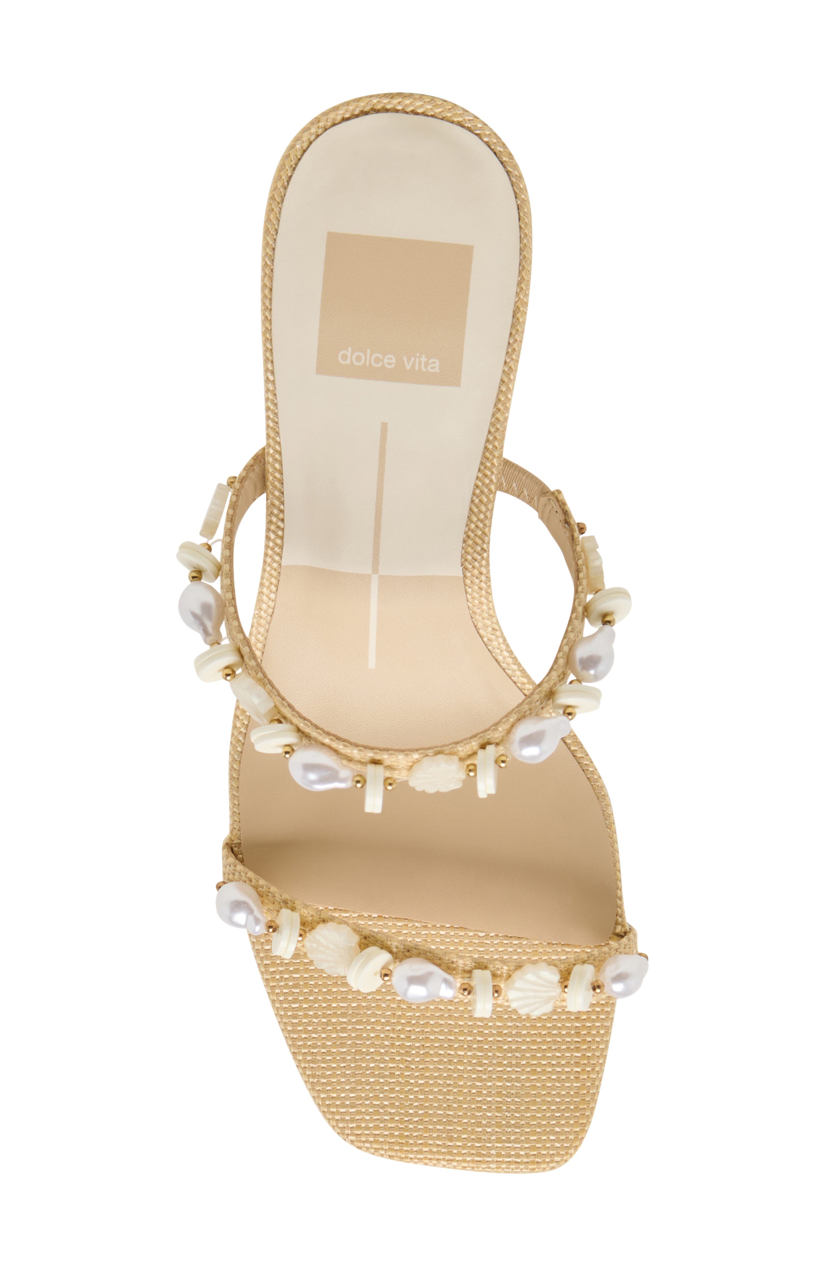 Dolce Vita Grason Bead & Faux Pearl Sandal, Alternate, color, Light Natural