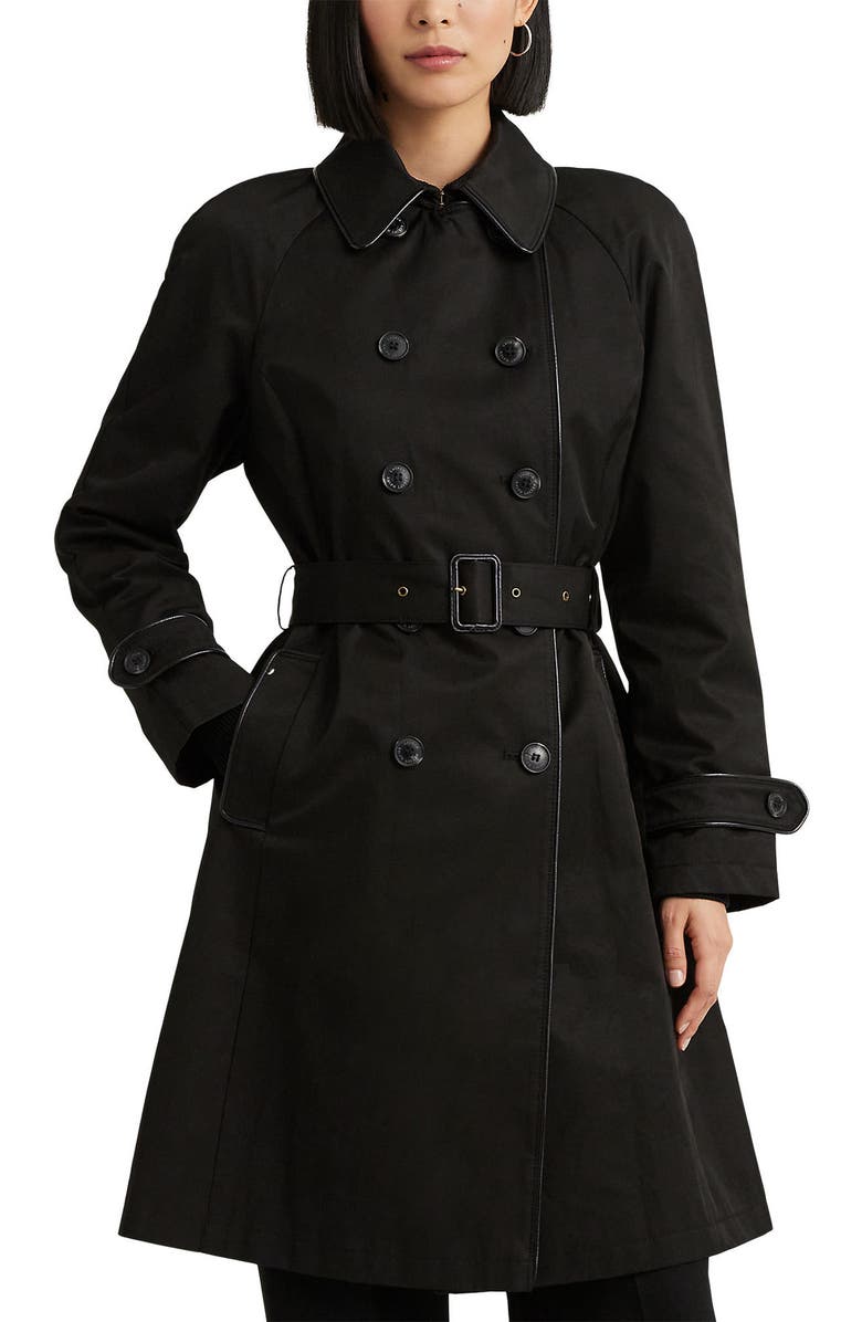 Lauren Ralph Lauren Water Repellent Cotton Blend Belted Trench Coat, Alternate, color,