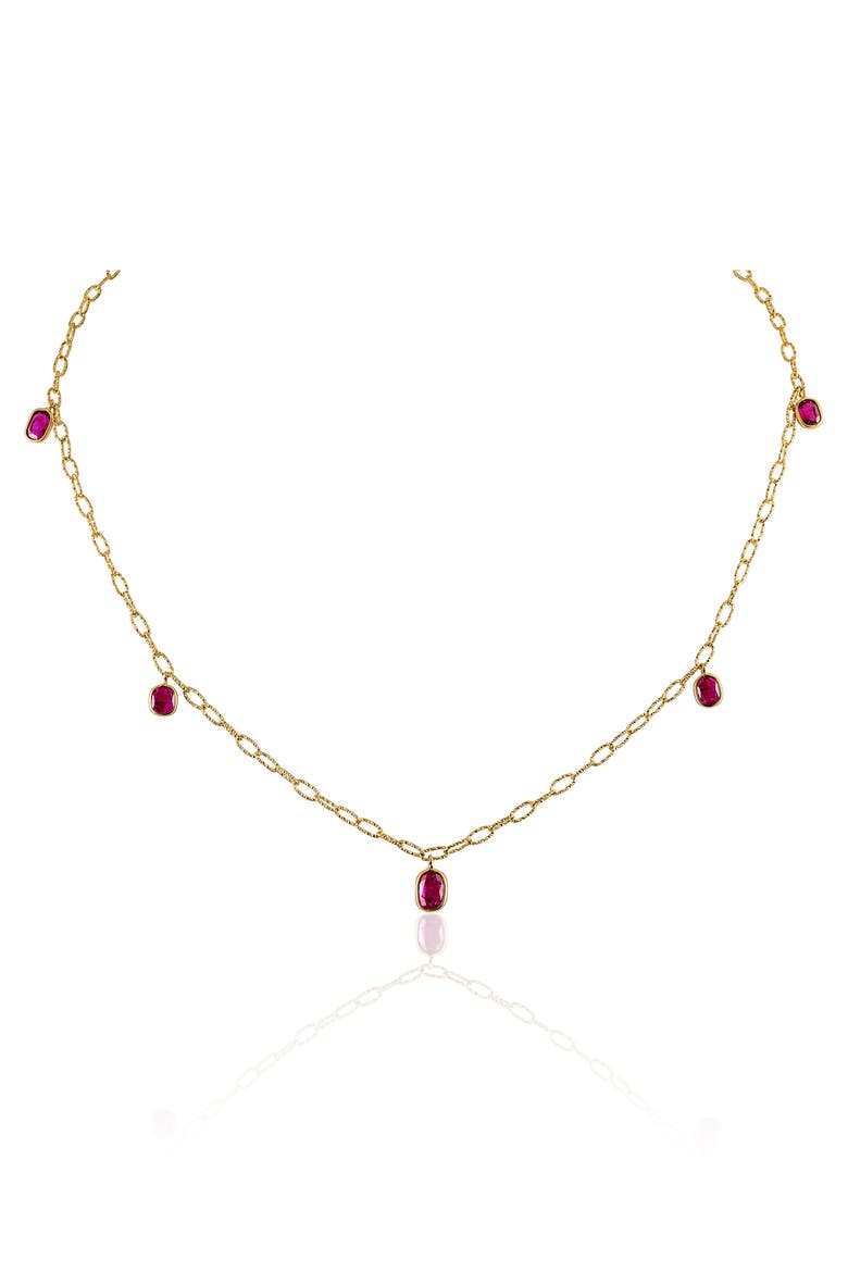 Ruby Tinsel Charm Chain Necklace, Alternate, color, YELLOW GOLD/ RUBY