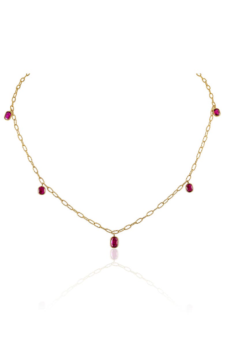 Mindi Mond Ruby Tinsel Charm Chain Necklace, Alternate, color, Yellow Gold/ Ruby