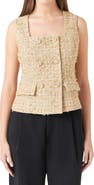Endless Rose Sleeveless Double Breasted Tweed Top