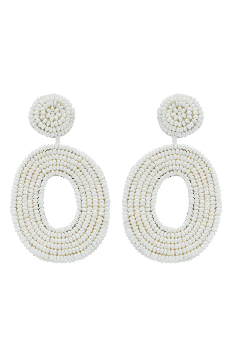 Panacea White Seed Bead Oval Drop Earrings, Main, color,