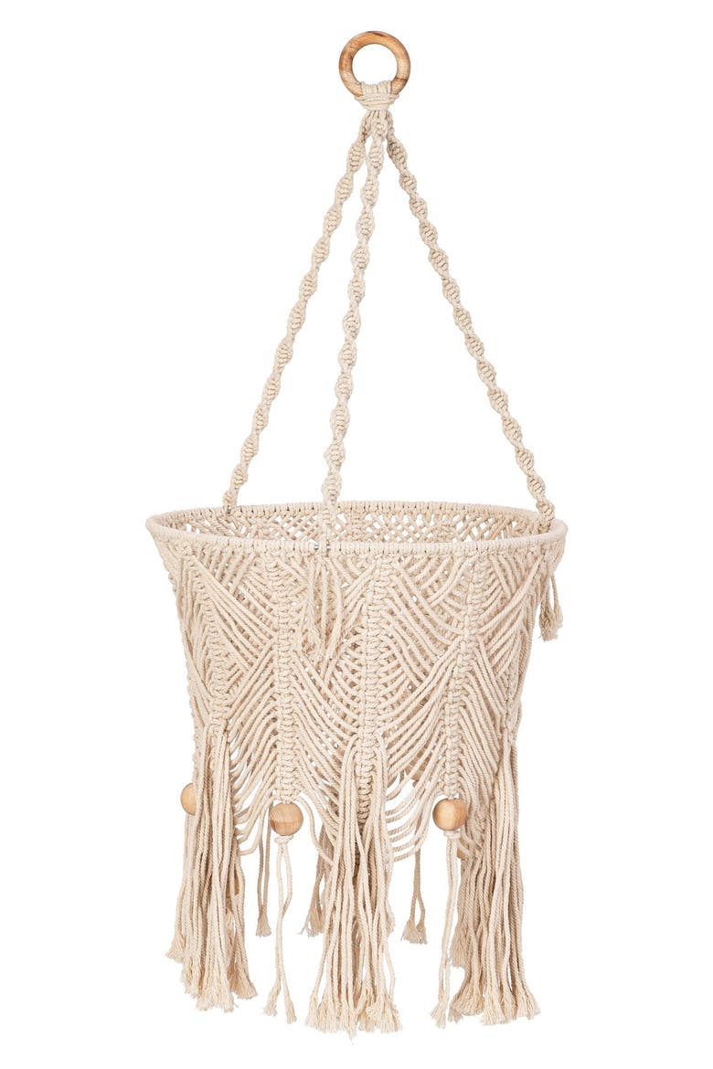 Macramé Hanging Basket, Main, color, BEIGE