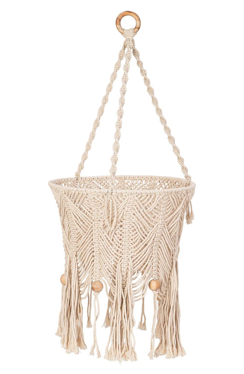 CRANE BABY Macramé Hanging Basket, Main, color, Beige