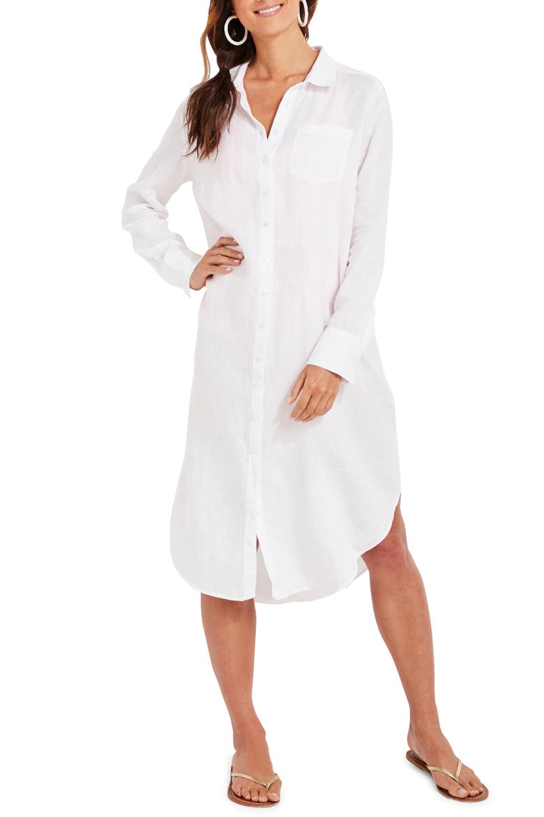 Breezy Linen Cover-Up, Main, color, WHITE CAP