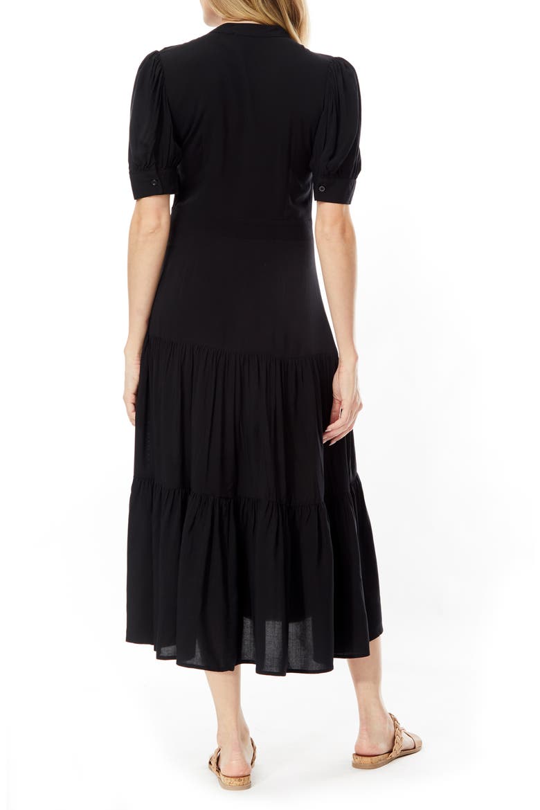 Grace Button Front Midi Dress, Alternate, color, BLACK