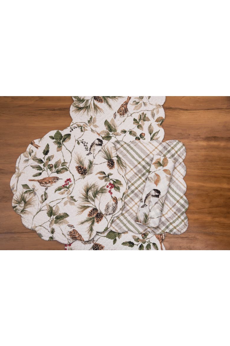 Mira Songbird Cotton Cloth Napkin Machine Washable Set of 6, Alternate, color, White