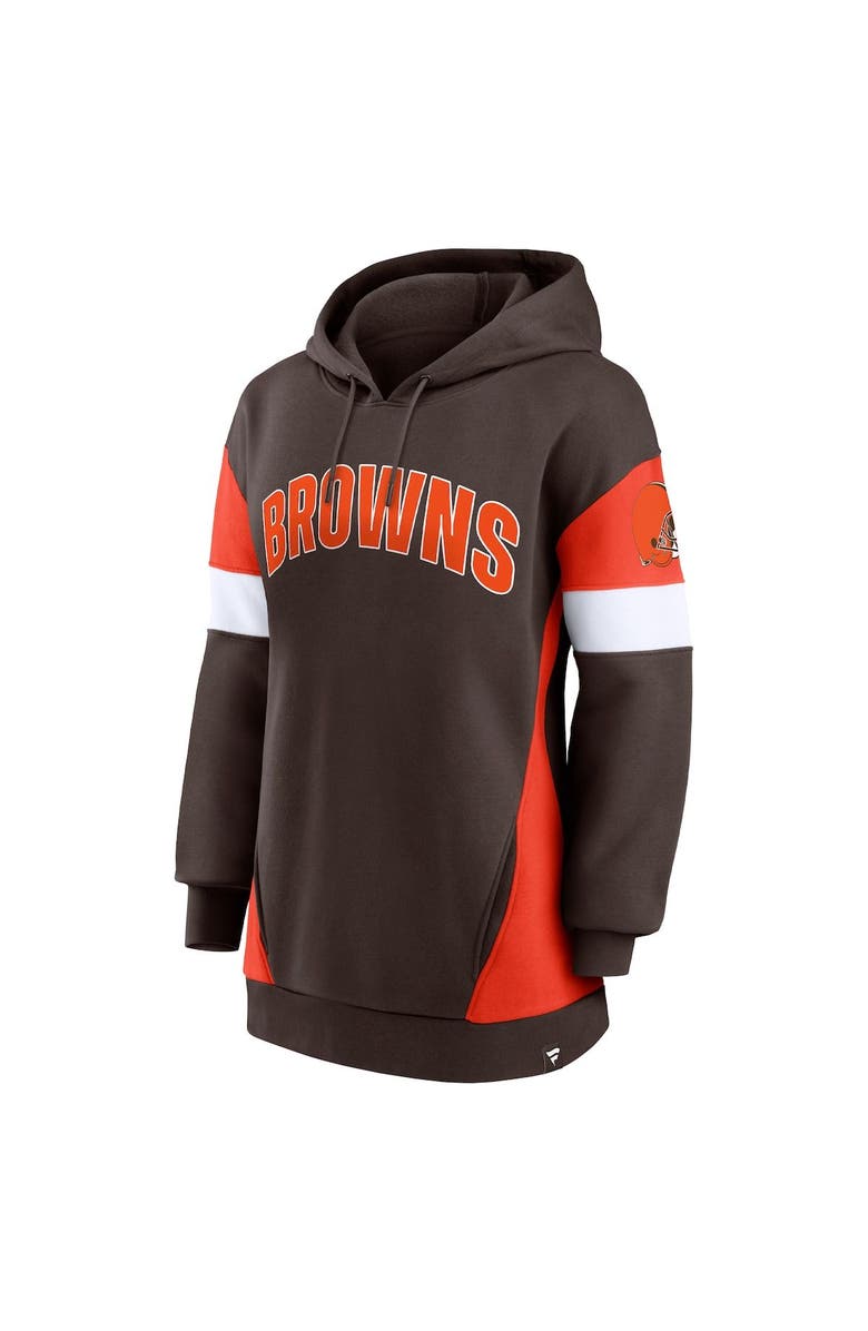 FANATICS Women's Fanatics Branded Brown/Orange Cleveland Browns Lock It Down Pullover Hoodie, Alternate, color, Brown
