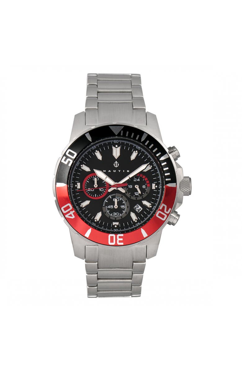 Nautis Dive Chrono 500 Chronograph Bracelet Watch, Main, color, Black/Red