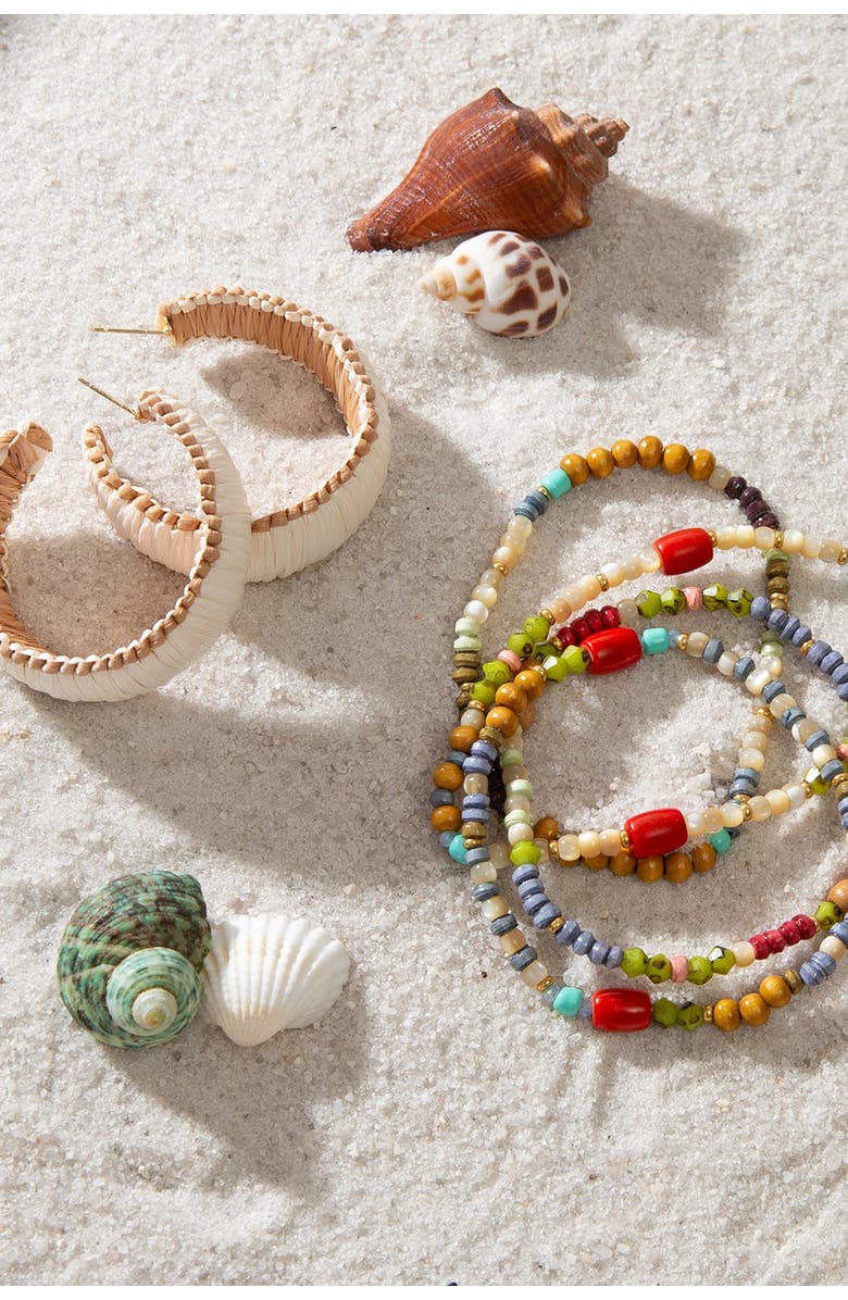 Noonday Jinja Bracelet Stack, Set of 4, Alternate, color, Red