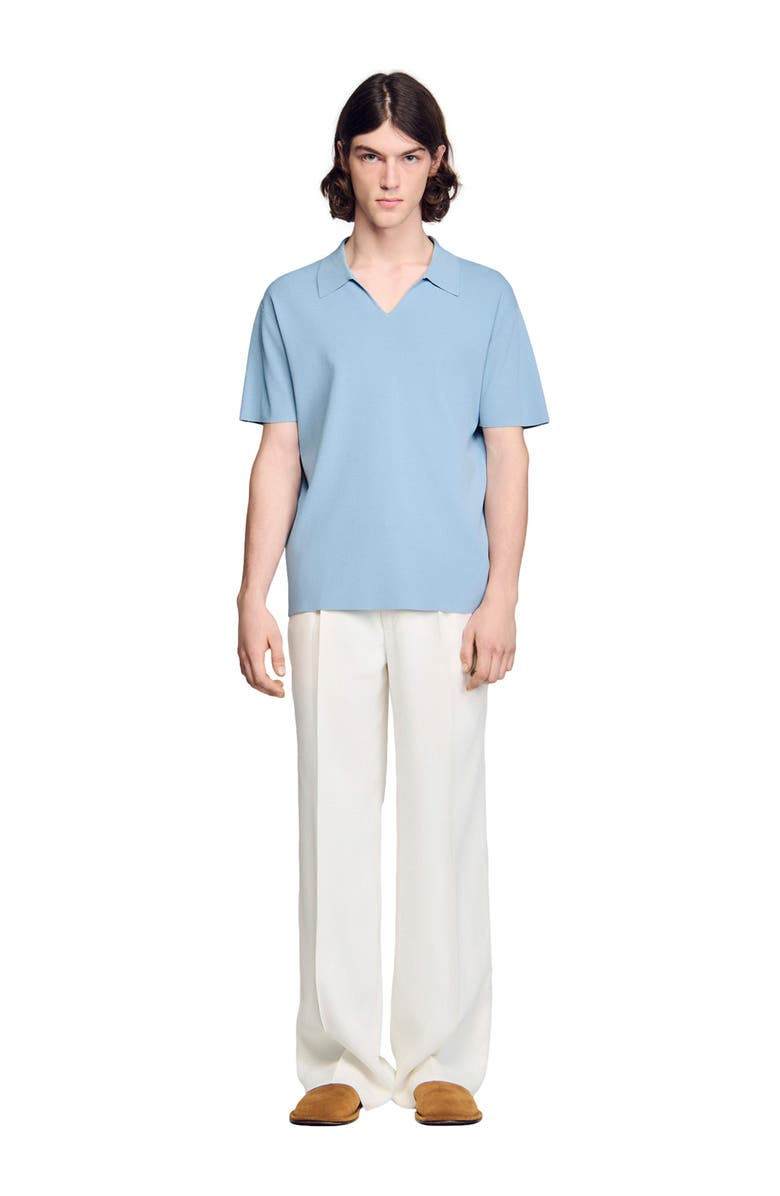 SANDRO Stretch knit polo shirt, Alternate, color, Sky Blue