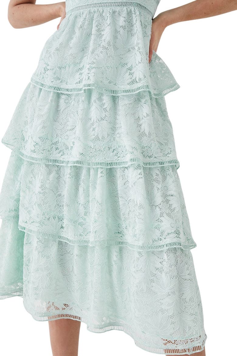 Flutter Sleeve Tiered Lace Dress, Alternate, color, Sage
