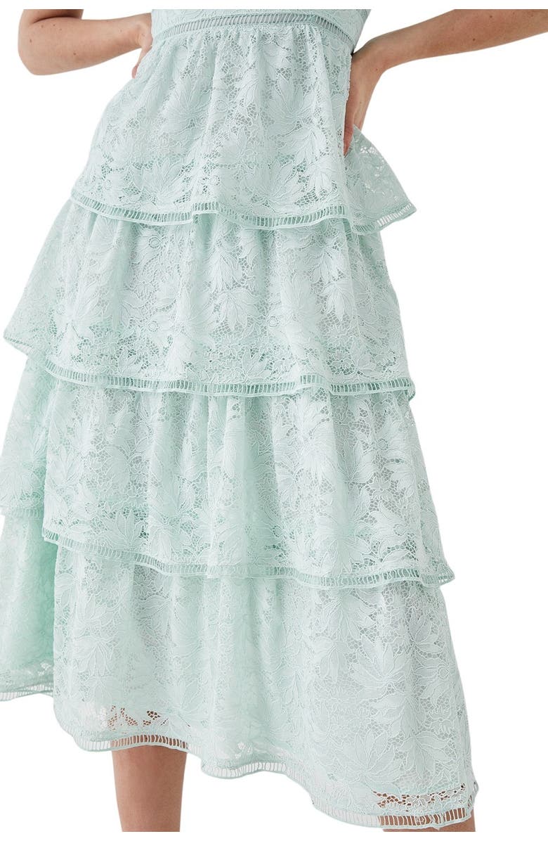 Coast Tiered Lace Dress With Flutter Sleeve, Alternate, color, Sage