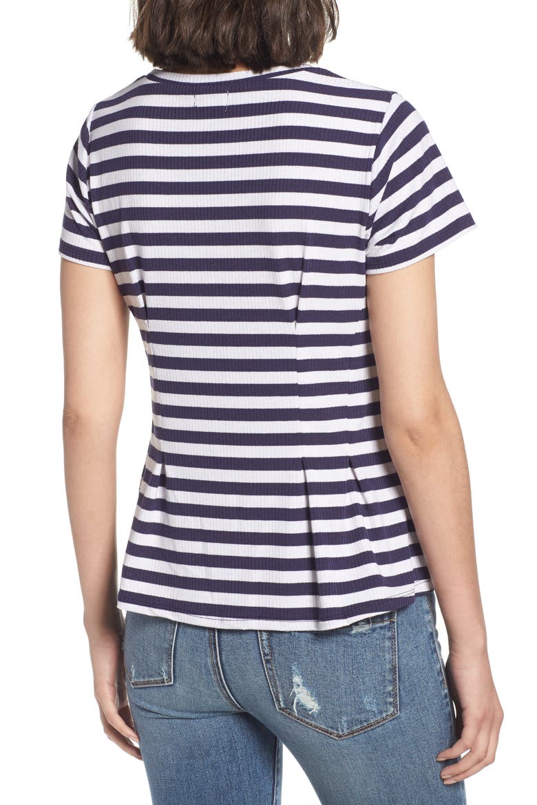Stripe Peplum Tee, Alternate, color, NAVY/ WHITE STRIPE