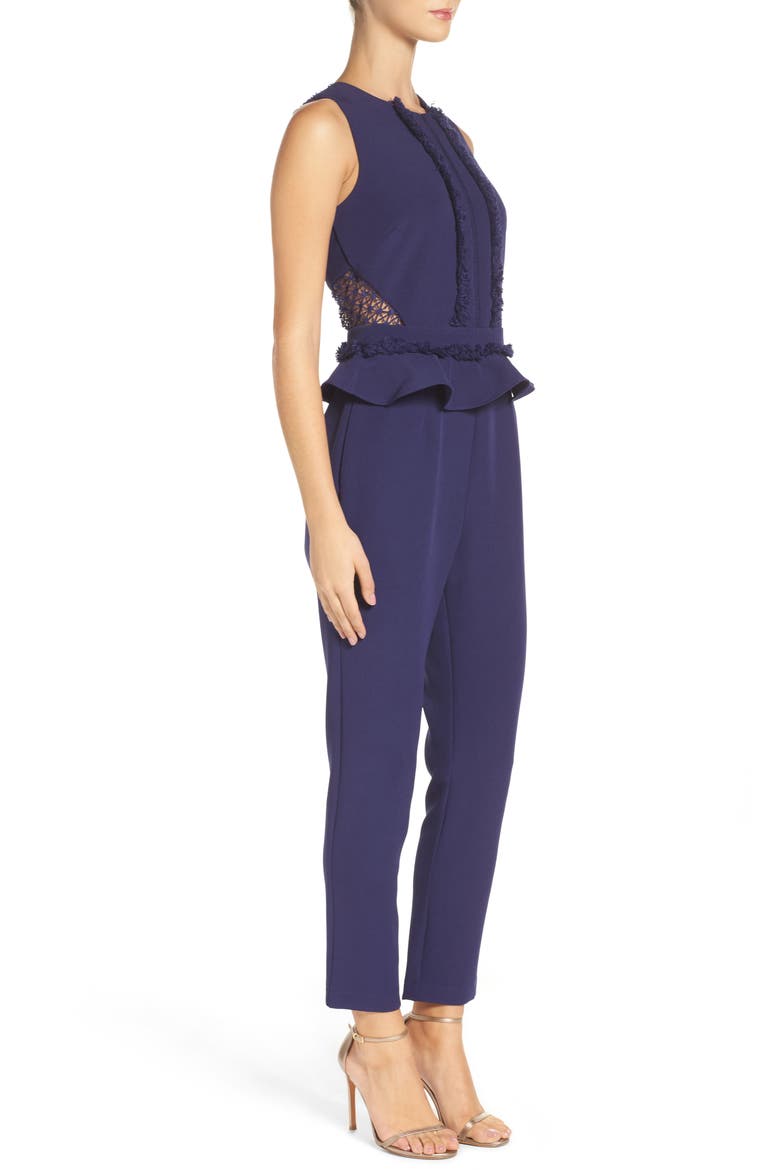 Ruffle Peplum Jumpsuit, Alternate, color, NAVY