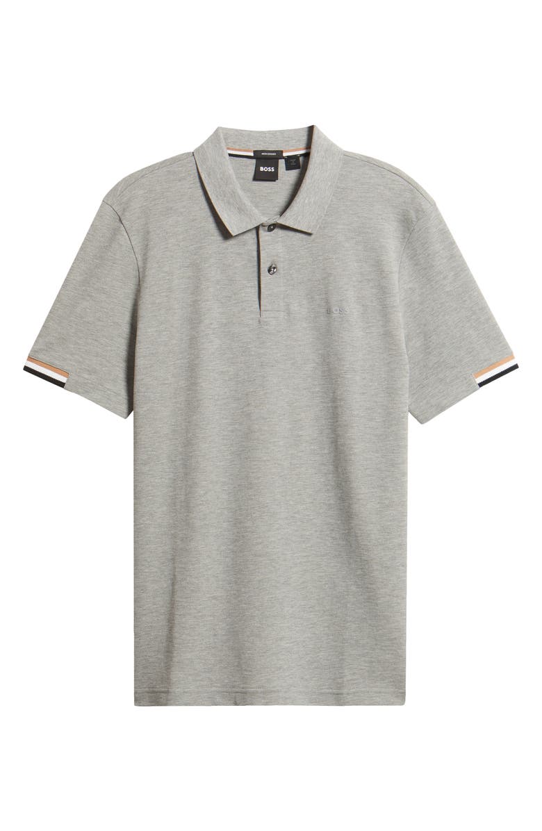 BOSS Parlay Cotton Piqué Polo, Main, color, Silver