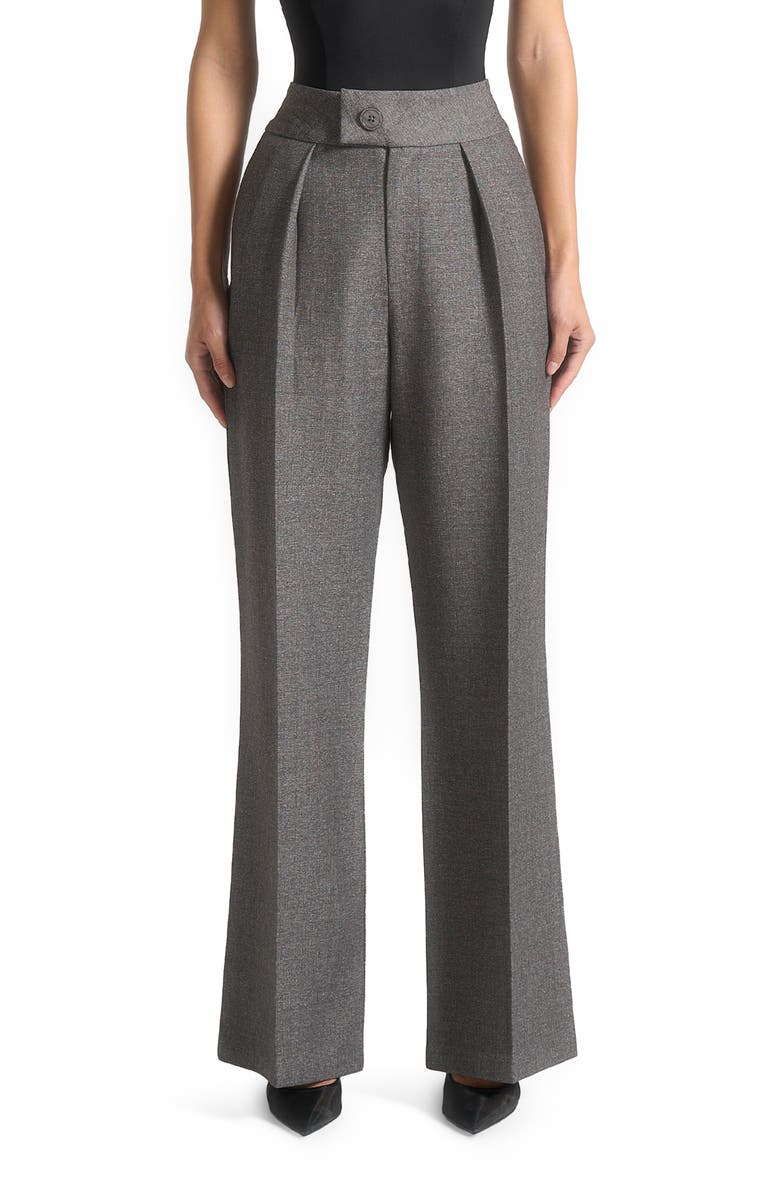 Manière De Voir Elsa High Waisted Tailored Trousers, Main, color, Grey Marl