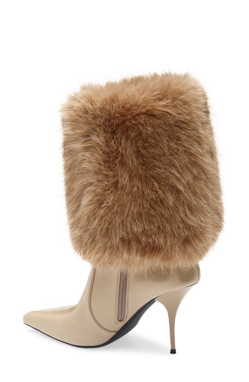 Jeffrey Campbell Thermal Faux Fur Cuff Bootie In Neutral