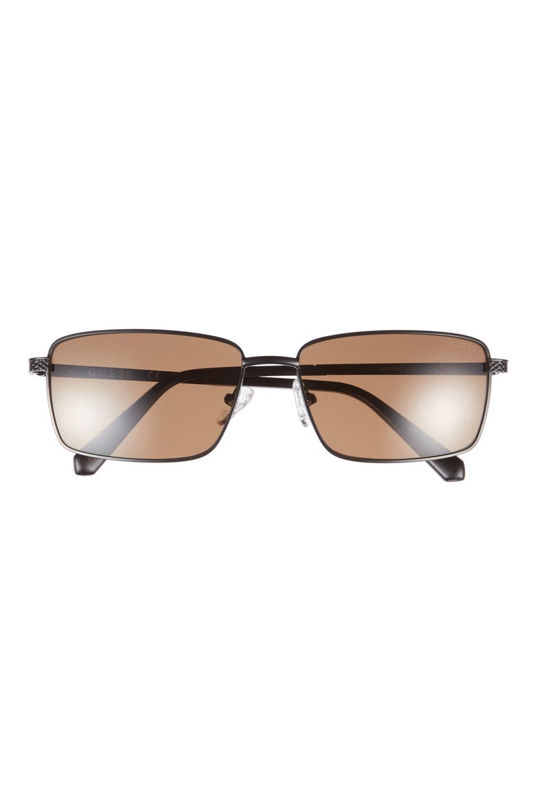 59mm Rectangular Sunglasses, Main, color, MATTE BLACK / BROWN